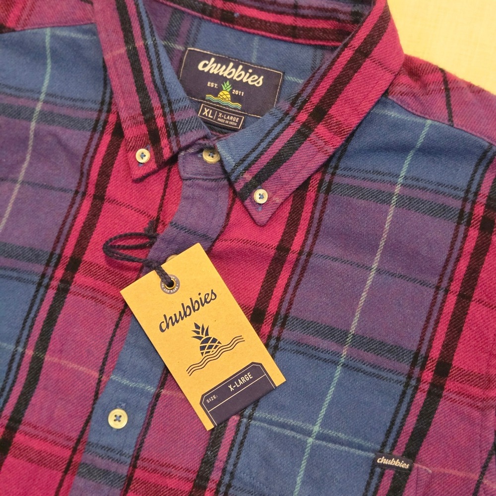 NWT Chubbies Brushed Flannel Shirt LS XL Men THE WOOD YOU COULD YOU Plaid Button - Picture 4 of 7